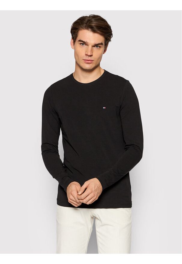 TOMMY HILFIGER - Tommy Hilfiger Longsleeve Stretch Tee MW0MW10804 Czarny Slim Fit. Kolor: czarny. Materiał: bawełna. Długość rękawa: długi rękaw