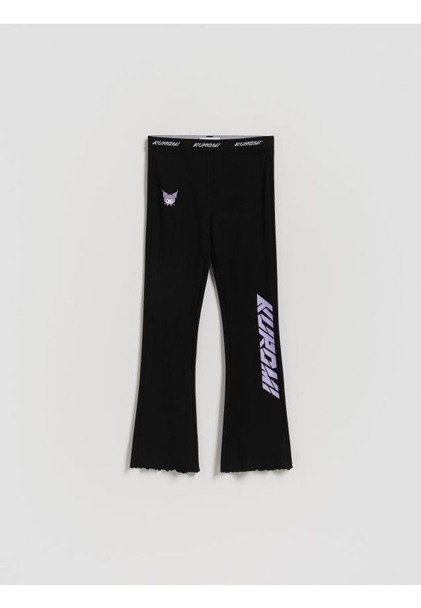 Reserved - Legginsy flare Kuromi - czarny. Kolor: czarny. Materiał: bawełna