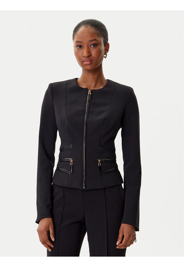 Elisabetta Franchi Marynarka GI-173-56E2-V680 Czarny Regular Fit. Kolor: czarny. Materiał: syntetyk