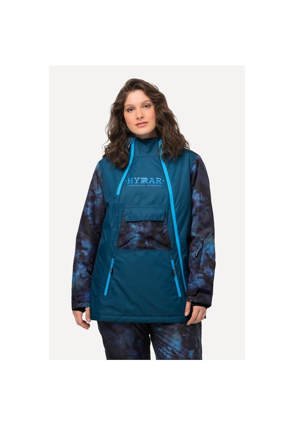 ULLA POPKEN - Damskie Kurtka sportowa wodoodporna otwór na kciuk osłona przeciwśnieżna. Kolekcja: plus size. Kolor: turkusowy, niebieski, wielokolorowy. Materiał: poliester, materiał. Sezon: zima. Sport: narciarstwo