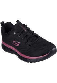skechers - Adidasy Skechers Get Connected, Kobiety. Kolor: czarny. Materiał: materiał. Sport: fitness