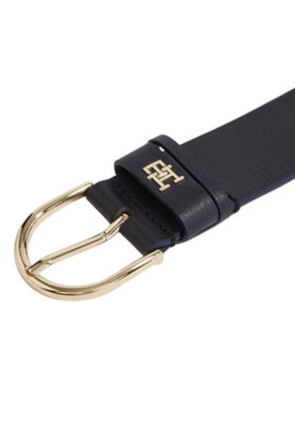 TOMMY HILFIGER - Tommy Hilfiger Pasek Damski Th Timeless 3.5 AW0AW15387 Granatowy. Kolor: niebieski. Materiał: skóra