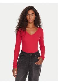 Tommy Jeans Bluzka Essential DW0DW17990 Różowy Slim Fit. Kolor: różowy. Materiał: bawełna
