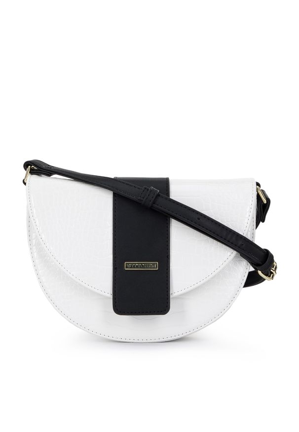 Wittchen - Damska listonoszka z ekoskóry croco biała. Kolor: biały. Wzór: aplikacja, haft, gładki. Dodatki: z haftem. Materiał: skórzane. Rozmiar: małe. Styl: klasyczny, elegancki