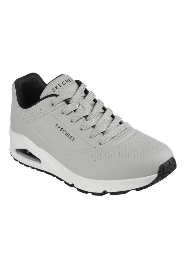skechers - Buty do chodzenia męskie Skechers Uno Stand ON Air. Zapięcie: sznurówki. Kolor: wielokolorowy, czarny, szary. Materiał: guma, syntetyk, poliester, materiał. Szerokość cholewki: normalna. Sport: turystyka piesza