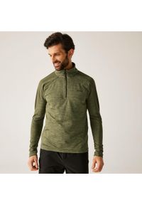 Regatta - Polar męski z suwakiem 1/2 Hepley. Kolor: zielony. Materiał: polar. Wzór: melanż. Sport: turystyka piesza #1