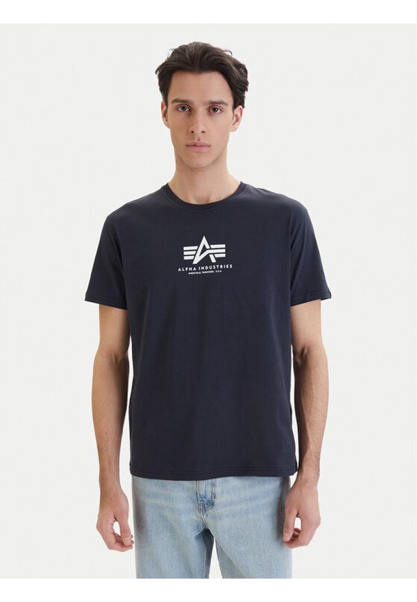 Alpha Industries T-Shirt Basic 118533 Granatowy Regular Fit. Kolor: niebieski. Materiał: bawełna