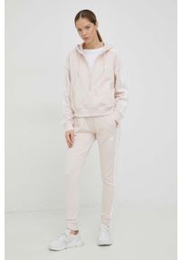 Adidas - adidas spodnie dresowe kolor różowy z aplikacją. Kolor: różowy. Materiał: dresówka. Wzór: aplikacja #3