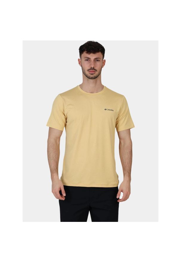 columbia - Koszulka sportowa męska Columbia Tech Trail II. Kolor: żółty, czarny, wielokolorowy. Długość rękawa: krótki rękaw. Długość: krótkie. Sport: turystyka piesza