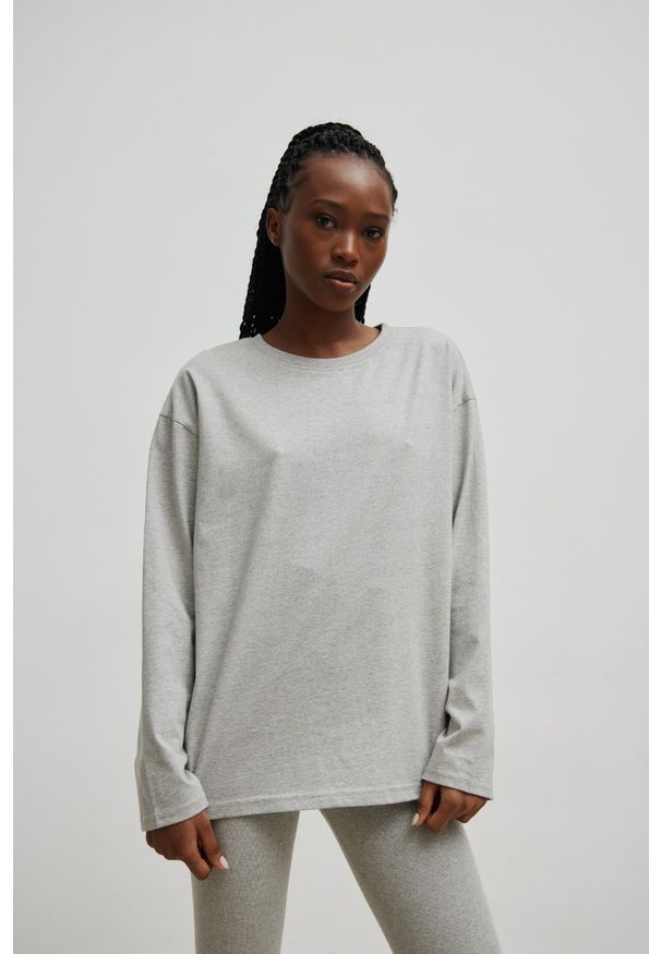 Marsala - Klasyczny longsleeve w kolorze GREY - ONYX-M/L. Okazja: na co dzień. Materiał: jeans, bawełna. Długość rękawa: długi rękaw. Długość: długie. Wzór: gładki. Styl: klasyczny
