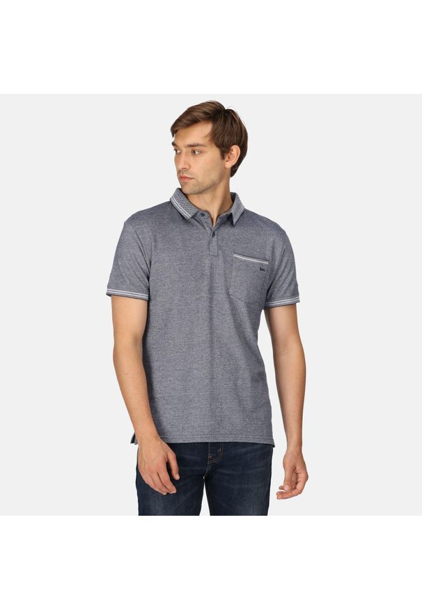 Regatta - Tinston męska turystyczna koszulka polo z krótkim rękawem. Typ kołnierza: polo. Kolor: niebieski. Długość rękawa: krótki rękaw. Długość: krótkie