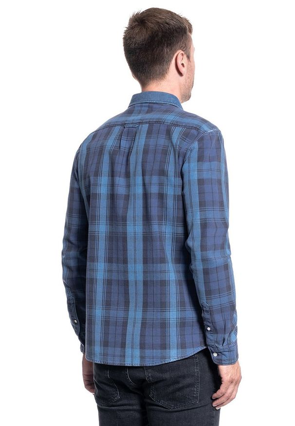 Wrangler - KOSZULA MĘSKA WRANGLER LS 1PKT BUTTON DOWN DARK BLUE TEAL W5A3NTB16 112130032. Typ kołnierza: button down