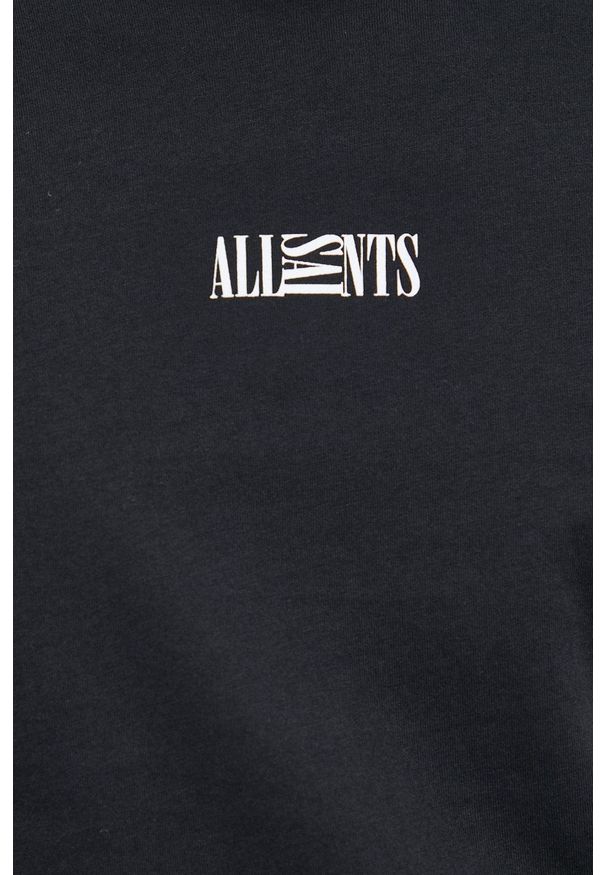 AllSaints T-shirt bawełniany kolor czarny gładki. Okazja: na co dzień. Kolor: czarny. Materiał: bawełna. Wzór: gładki. Styl: casual