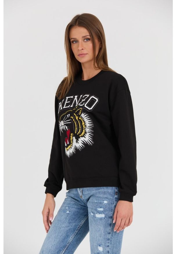 Kenzo - KENZO Czarna damska bluza TIGER VARSITY JUNGLE CREW-NEC, Rozmiar XS. Kolor: czarny