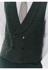 Pako Lorente - PAKO LORENTE – Dwurzędowa kamizelka męska w kolorze zielonym. Kolor: zielony. Materiał: elastan, wełna, bawełna, poliamid, len #5