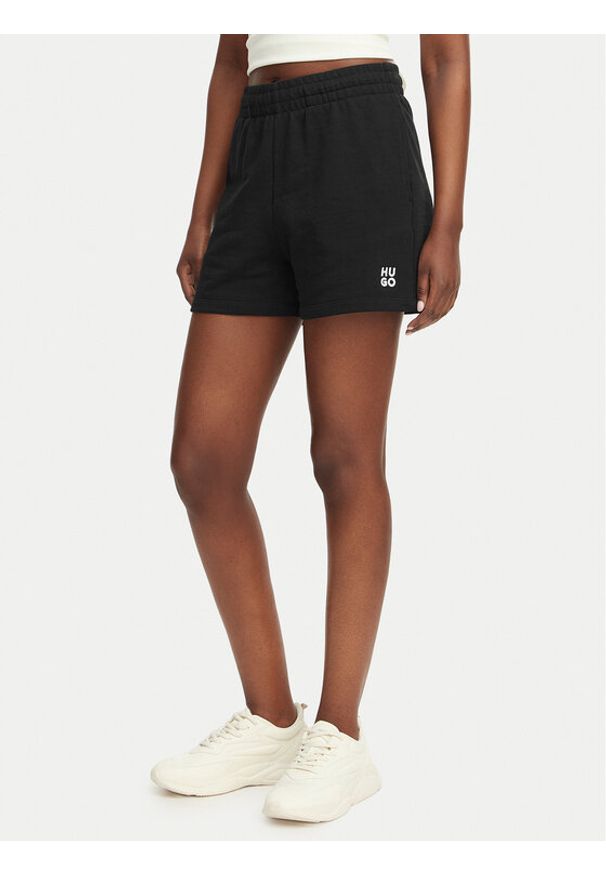 Hugo - HUGO Szorty sportowe Ninosta 50536943 Czarny Relaxed Fit. Kolor: czarny. Materiał: bawełna