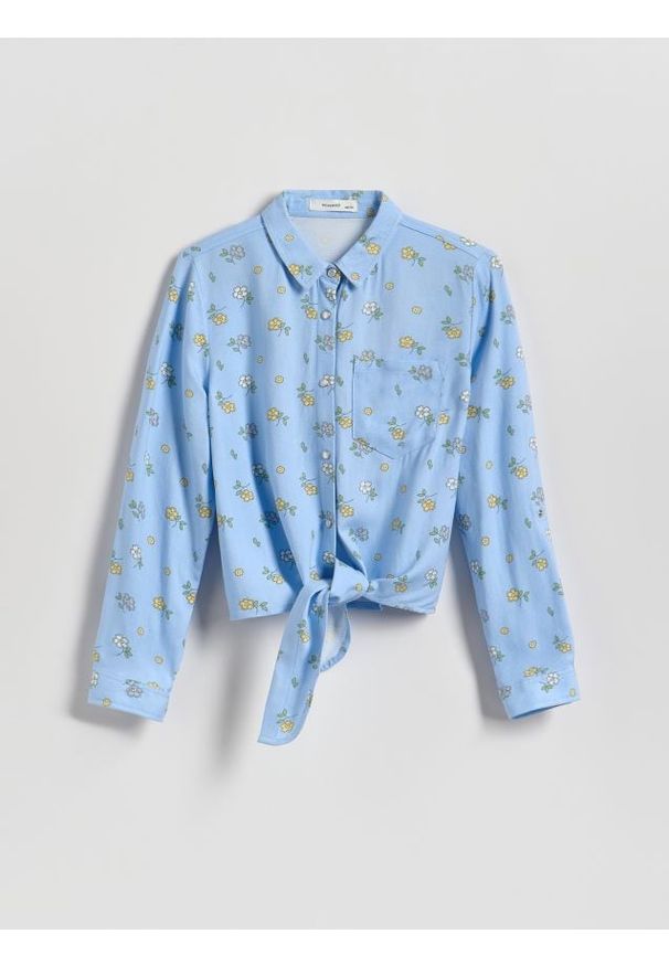 Reserved - Wiskozowa koszula w kwiaty - jasnoniebieski. Kolor: niebieski. Materiał: wiskoza. Wzór: kwiaty