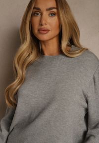 Renee - Szary Sweter z Wełną o Prostym Kroju Alenra. Kolor: szary. Materiał: wełna #3