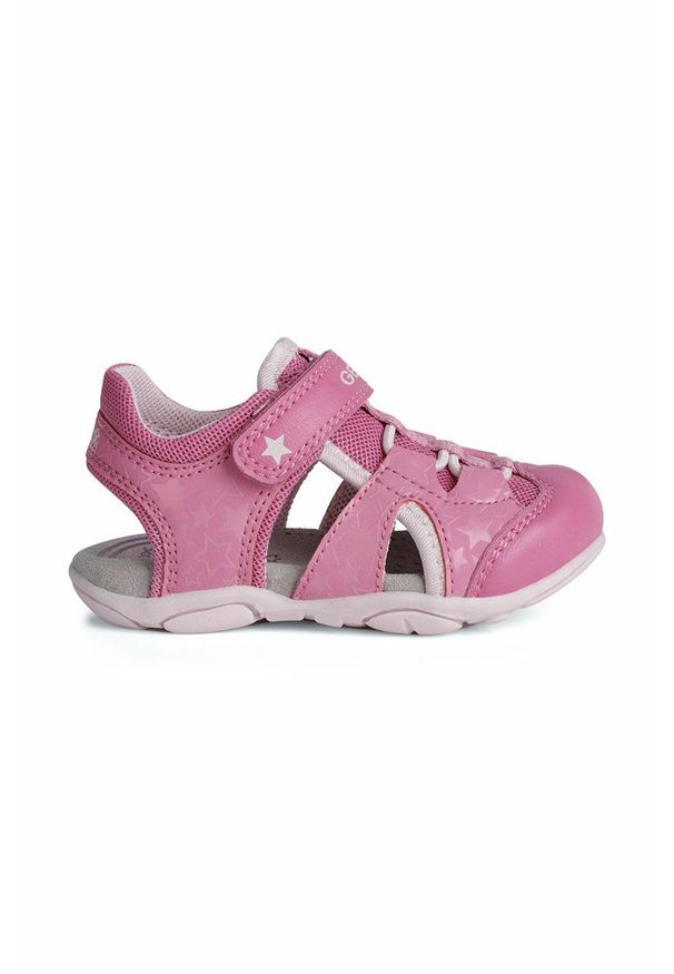 Geox Sandały dziecięce kolor różowy. Zapięcie: rzepy. Kolor: różowy. Materiał: skóra, guma