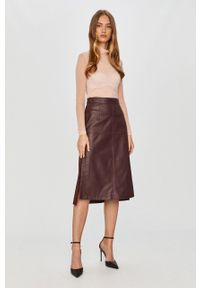 Sportmax Code - Spódnica skórzana. Okazja: na co dzień. Stan: podwyższony. Kolor: brązowy. Materiał: skóra. Wzór: gładki. Styl: casual, klasyczny #2