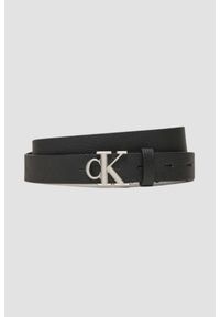 Calvin Klein - CALVIN KLEIN Czarny damski pasek ze srebrnym CK, Rozmiar 85. Kolor: czarny