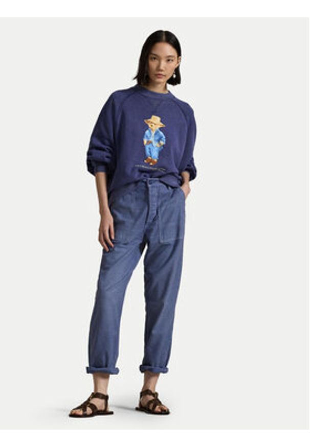 Polo Ralph Lauren Bluza 211959106001 Granatowy Oversize. Typ kołnierza: polo. Kolor: niebieski. Materiał: bawełna