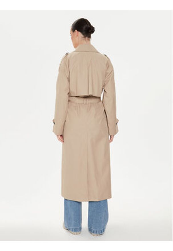 TOMMY HILFIGER - Tommy Hilfiger Trencz WW0WW43336 Beżowy Oversize. Kolor: beżowy. Materiał: bawełna