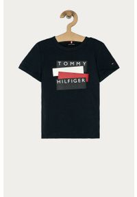 TOMMY HILFIGER - Tommy Hilfiger - T-shirt dziecięcy 74-176 cm. Okazja: na co dzień. Kolor: niebieski. Materiał: bawełna, materiał, dzianina. Wzór: nadruk. Styl: casual #1