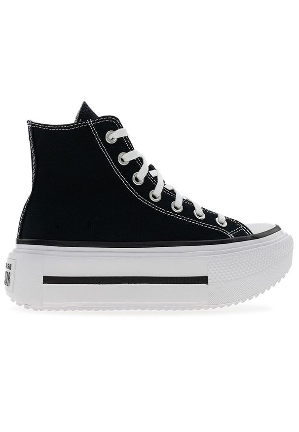 Buty damskie Converse Chuck Taylor All Star Lift Double Stack A12975C - czarne. Kolor: czarny. Materiał: guma. Szerokość cholewki: normalna. Obcas: na platformie. Model: Converse All Star