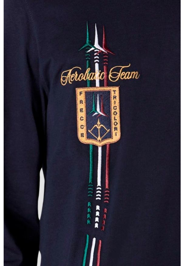 Aeronautica Militare - AERONAUTICA MILITARE Granatowy męski longsleeve Crew neck. Kolor: niebieski. Długość rękawa: długi rękaw