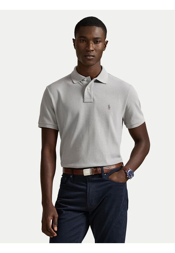 Polo Ralph Lauren Polo 710680784466 Szary jasny Custom Slim Fit. Typ kołnierza: polo. Kolor: szary. Materiał: bawełna