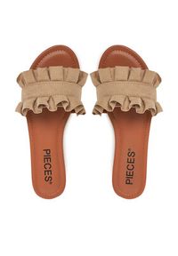 Pieces Klapki Nola 17101699 Beżowy. Kolor: beżowy. Materiał: materiał #2