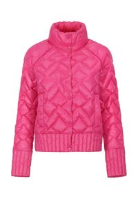 Ochnik - Różowa pikowana kurtka damska ze stójką. Typ kołnierza: kołnierzyk stójkowy. Kolor: różowy. Materiał: nylon. Długość: długie #3