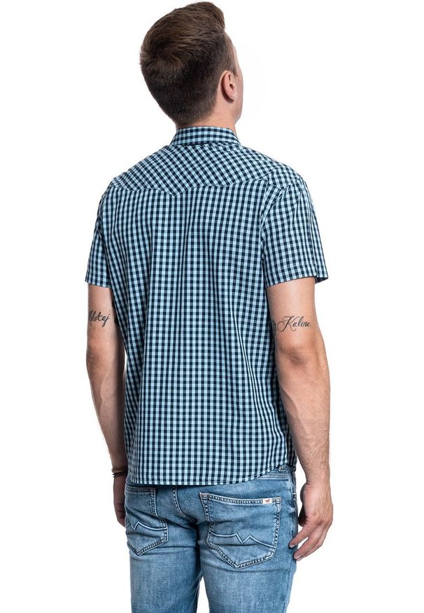Wrangler - KOSZULA MĘSKA WRANGLER SS WESTERN SHIRT PARISIAN BLUE W5J04MX96 112130144