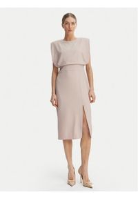 Rinascimento Sukienka koktajlowa CFC0127570003 Beżowy Slim Fit. Kolor: beżowy. Materiał: syntetyk. Styl: wizytowy #1