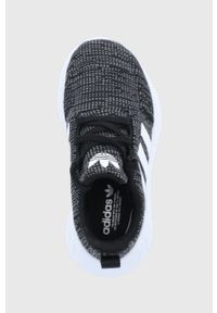 adidas Originals buty dziecięce Swift Run kolor czarny. Nosek buta: okrągły. Zapięcie: sznurówki. Kolor: czarny. Materiał: materiał, guma. Wzór: nadruk. Sport: bieganie