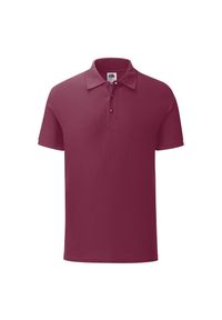 FRUIT OF THE LOOM - Koszulka Polo Męska Dopasowana. Typ kołnierza: polo. Kolor: czerwony, brązowy, wielokolorowy. Materiał: poliester, bawełna