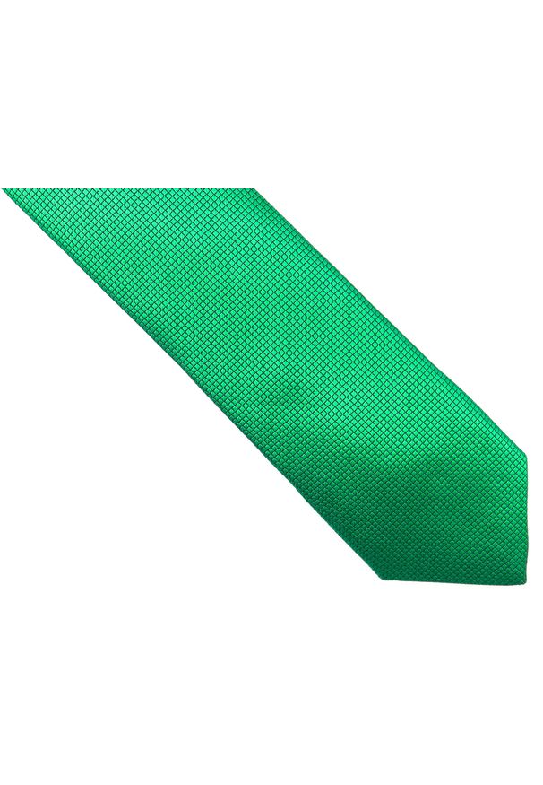 Modini - Zielony krawat męski w kratkę D179. Kolor: zielony. Materiał: mikrofibra, tkanina. Wzór: kratka