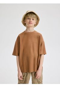 Reserved - T-shirt z naszywką - brązowy. Kolor: brązowy. Materiał: dzianina, bawełna. Wzór: aplikacja