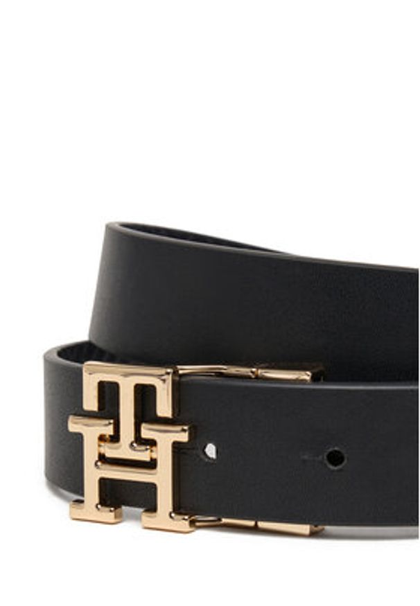 TOMMY HILFIGER - Tommy Hilfiger Pasek Damski Th Modern 3.0 Rev Mono AW0AW18019 Czarny. Kolor: czarny. Materiał: skóra