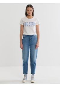 Big-Star - Koszulka damska z nadrukiem kremowa Brigida 102. Okazja: do pracy. Kolor: kremowy. Materiał: jeans, dzianina, skóra. Wzór: nadruk. Styl: klasyczny #5