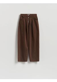 Reserved - Jeansy barrel z zakładkami - dark grey jeans