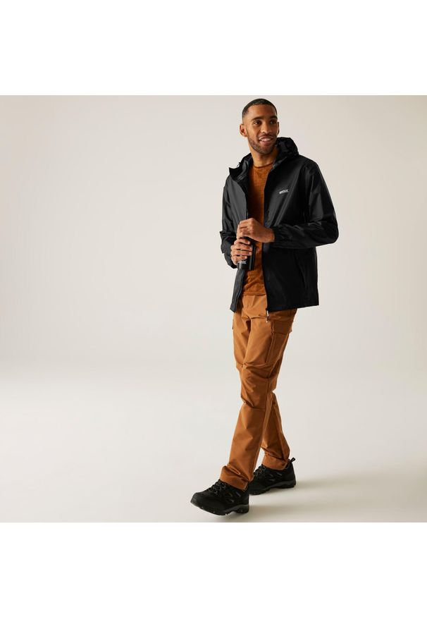 Regatta - Kurtka przeciwdeszczowa męska Pack It III. Kolor: czarny. Materiał: poliamid, softshell. Sport: turystyka piesza