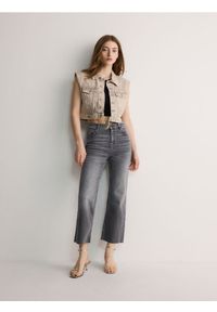 Reserved - Jeansy mini flare z wysokim stanem - szary. Stan: podwyższony. Kolor: szary