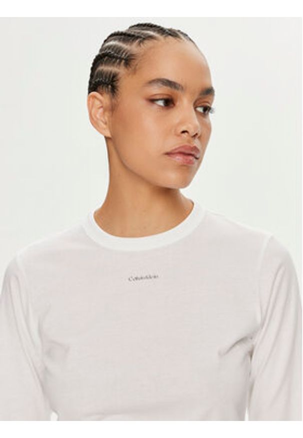 Calvin Klein Bluzka Nano Logo K20K207572 Biały Regular Fit. Kolor: biały. Materiał: bawełna