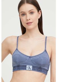 Calvin Klein biustonosz kąpielowy kolor granatowy lekko usztywniona miseczka. Kolor: niebieski #1