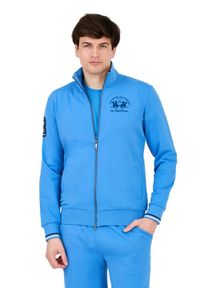 La Martina - LA MARTINA Błękitna męska rozpinana bluza, Rozmiar XL. Kolor: niebieski #6