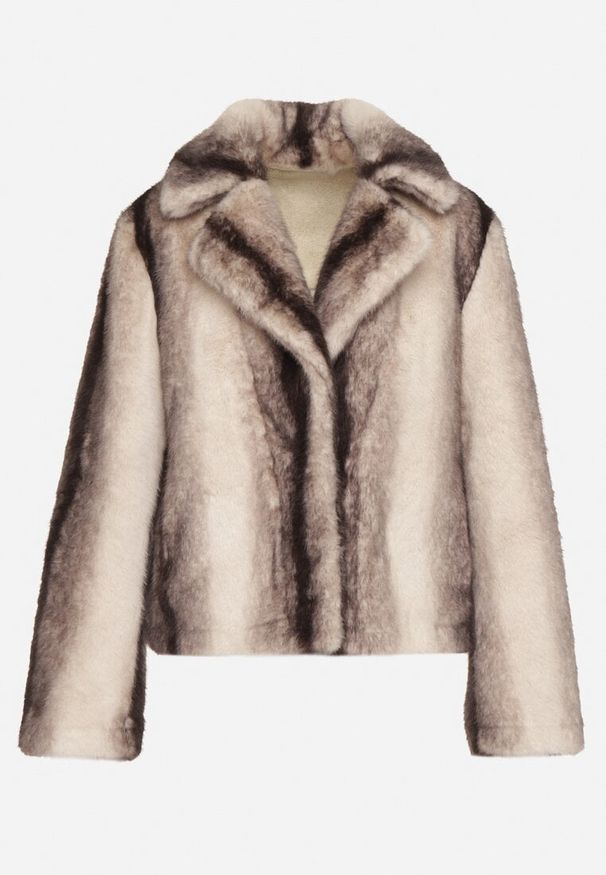 Born2be - Beżowa Jednorzędowa Kurtka Futerko o Krótkim Kroju Lonella. Okazja: na co dzień, na sylwestra, na spacer. Kolor: beżowy. Materiał: futro. Długość: krótkie. Styl: casual, elegancki