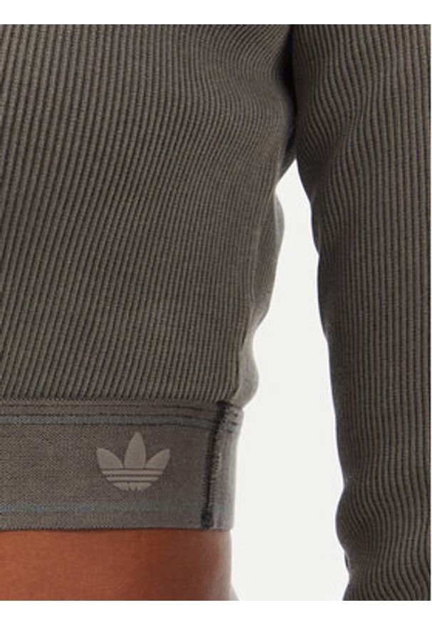 Adidas - adidas Bluzka Ribbed JD0014 Czarny Slim Fit. Kolor: czarny. Materiał: bawełna