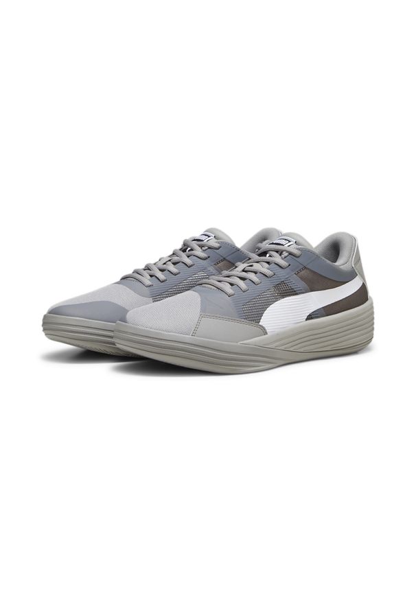 Buty do chodzenia męskie Puma Clyde All-pro Team. Zapięcie: sznurówki. Kolor: biały, wielokolorowy, szary. Materiał: materiał, syntetyk, tkanina. Szerokość cholewki: normalna. Sport: turystyka piesza